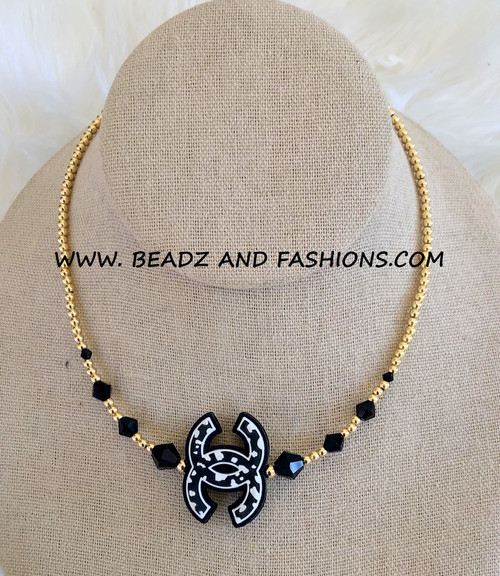 14k gold WHITE Cheetah Necklace.