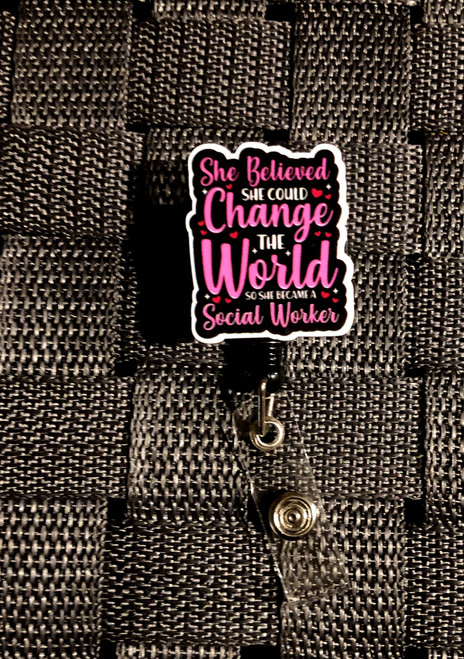 Social Worker planar badge reel