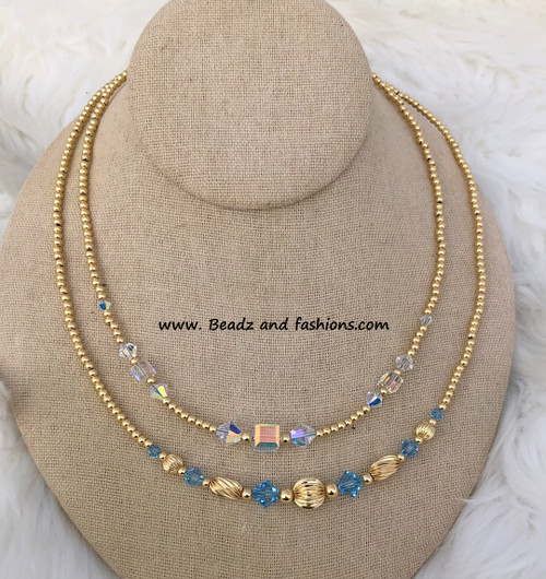 14k Gold 2PC ANY COLOR NECKLACE STACK set #1