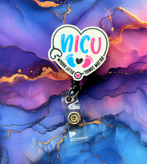NICU heart planar badge reel.