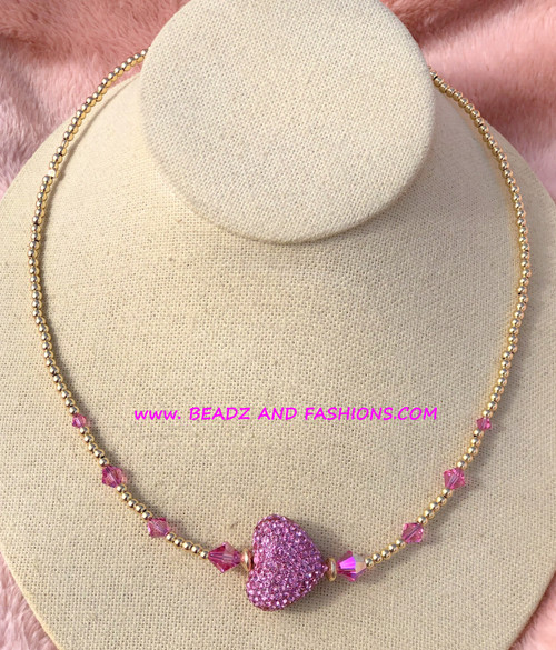 14k gold OCTOBER XL pave heart necklace #1