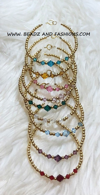 14k gold ANY COLOR birthstone bracelet kids #2