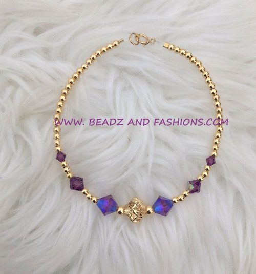 14k gold FEBRUARY nugget crystal bracelet #1