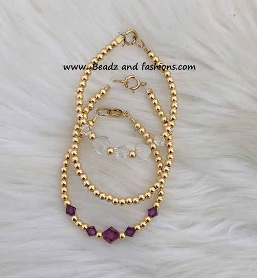 14k gold 3pc stack bracelet kids set #2