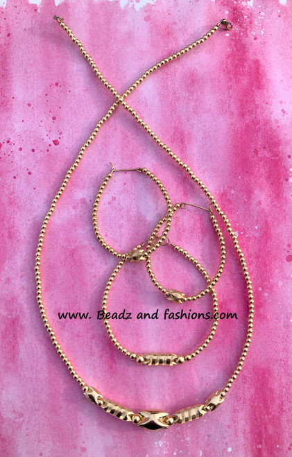 14kt All Gold 3pc SHARK TOOTH set #2