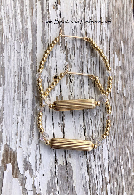 14k gold XL ANY COLOR Tube & crystal earrings #1