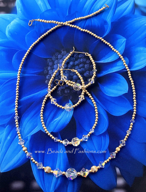 14k gold  3pc clear round set #3