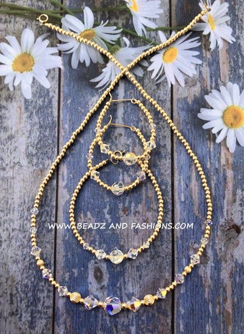 14k gold ANY COLOR  3pc clear round set #3