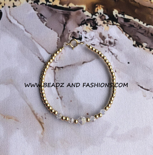 14k gold clear bracelet kids #1A