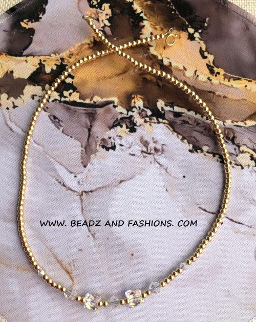 14k gold Clear Butterfly necklace #2A