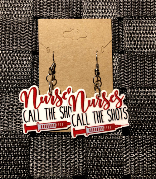 Nurses call the shots dangle earrings