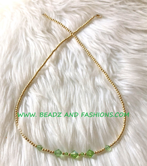 14k gold August basic birthstone necklace #1A