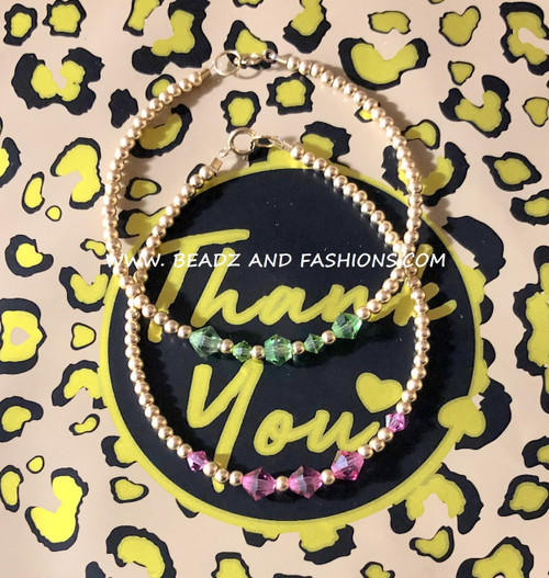 14k Gold 2PC ANY COLOR stack bracelet SET #3