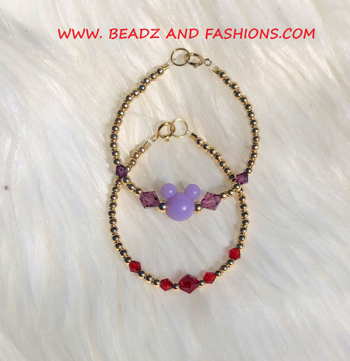 14k gold 2pc MIX stack bracelet kids set #1