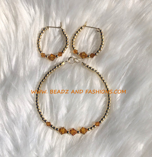 14k gold 2PC NOVEMBER birthstone set #1