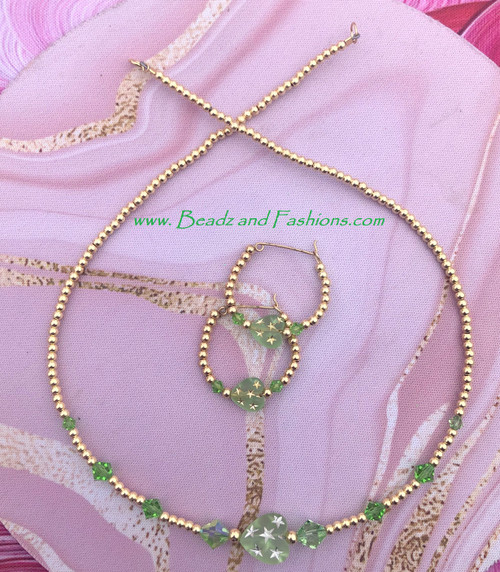 14k gold 2pc ANY COLOR heart stardust set #1E