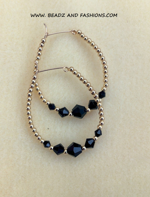 14k gold BLACK XL earrings.