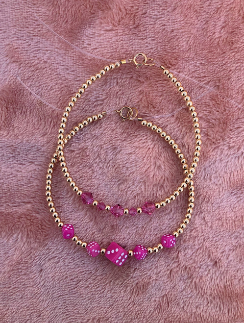 14k gold 2PC OCTOBER bracelet SET #1