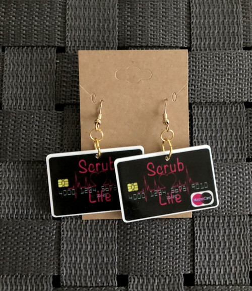 Scrub life card dangle earrings
