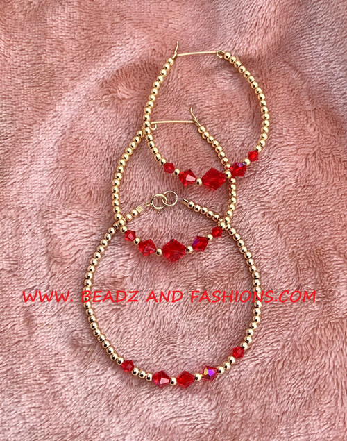 14k gold 2PC JULY birthstone set #1