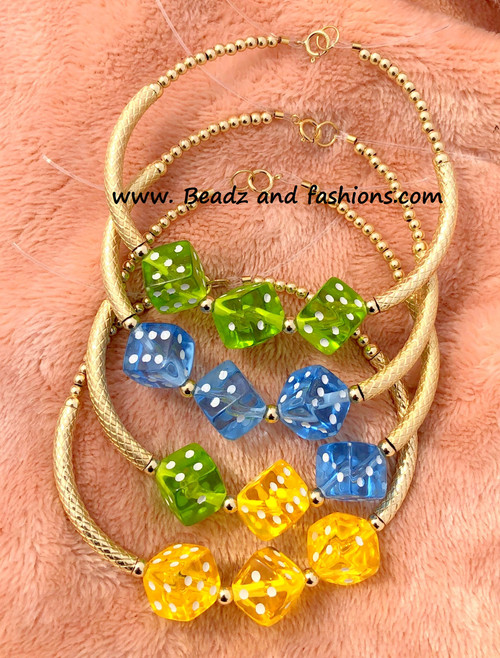 14k gold ANY COLOR dice MEDIUM bangle #1