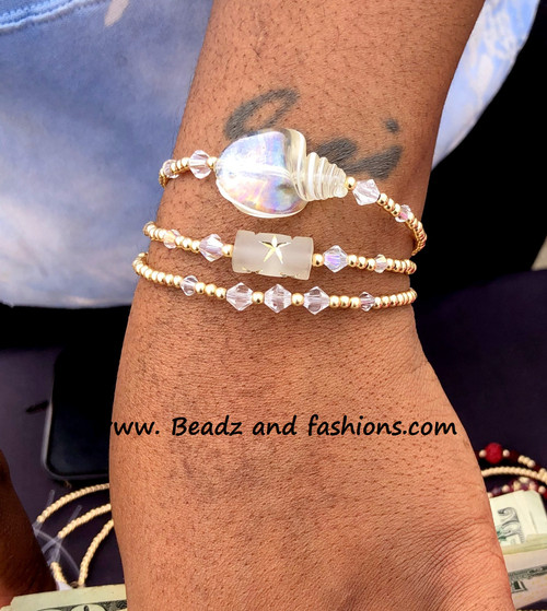 14k gold 3pc CLEAR bracelet set #3