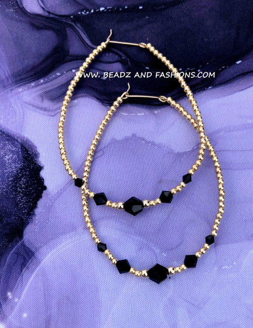 14k gold BLACK 3XL earrings