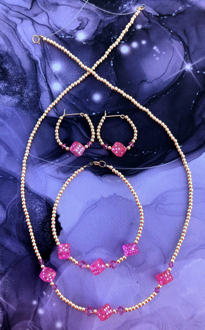 Copy of 14k gold 3pc Red dice set #1