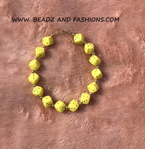 14k gold yellow Dice bracelet #5A