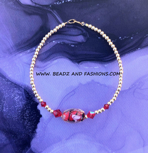 14k gold red FLOWER swirl bracelet