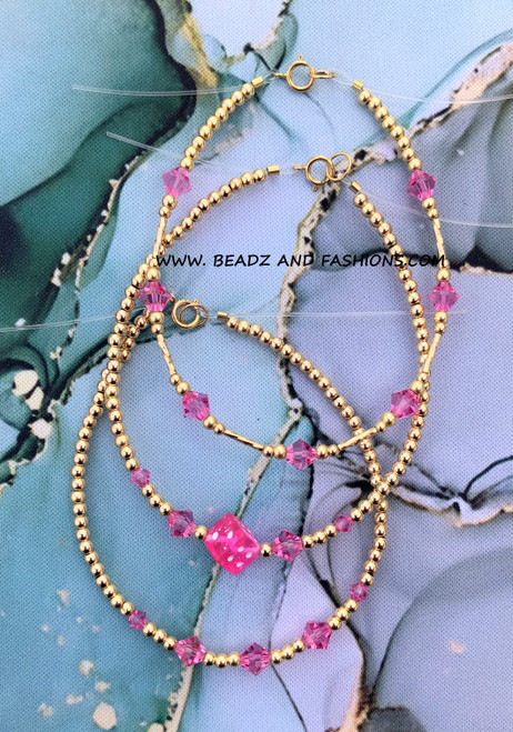 14k gold 3pc October stack bracelet set #4