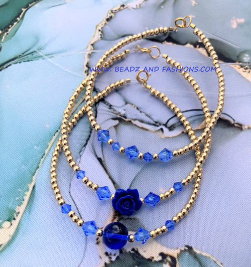 14k gold 3pc September stack bracelet set #3