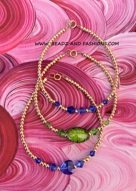 14k gold 3pc MIX stack bracelet set #5