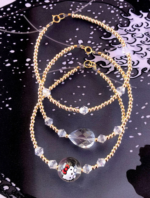 14k gold 3pc Clear stack bracelet set #10