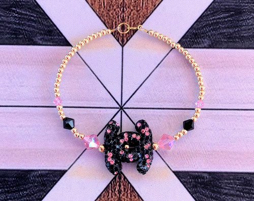 14k gold BLACK & PINK pave bracelet #1