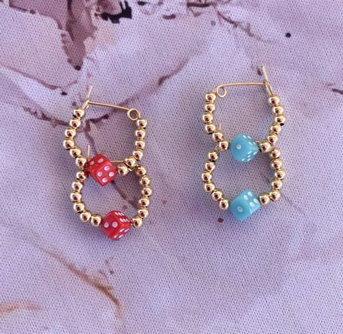 14k gold ANY COLOR XXS DICE hoop earrings KIDS