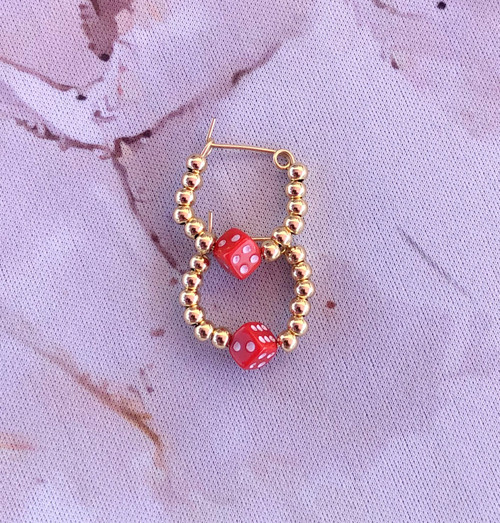 14k gold ANY SIZE Red dice earring KIDS