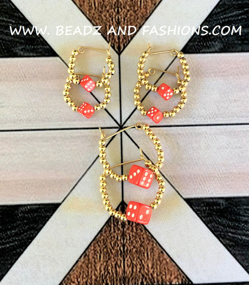 14k gold ANY SIZE Red dice earring KIDS