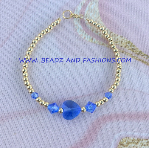 14k gold Septmeber heart bracelet kids
