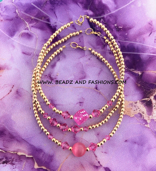 14k gold 3pc October stack bracelet set #5