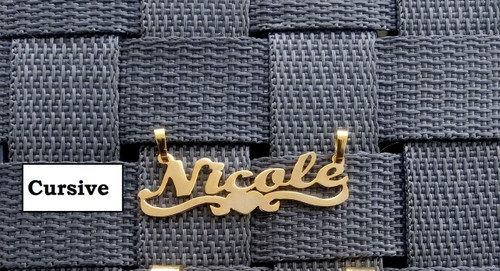 14K gold 2pc set cursive name plate necklace #1