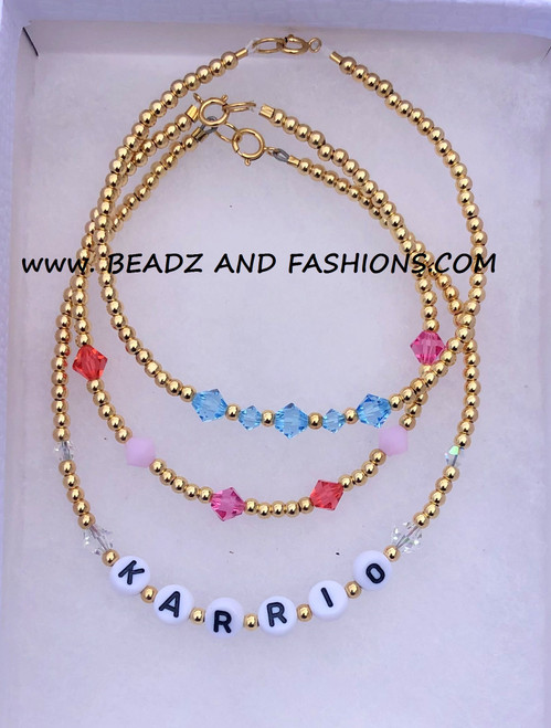 14k gold 3pc mix bracelet stack set #8