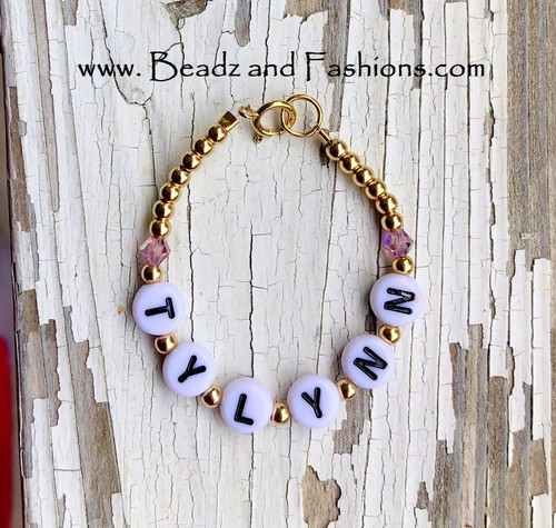 14k gold June any Name bracelet kids #3