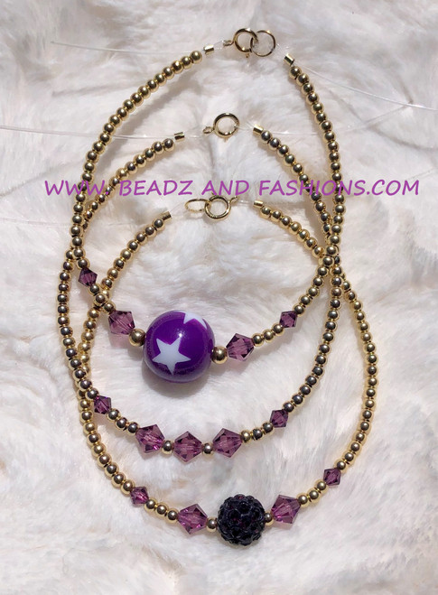 14k gold 3pc February bracelet set #8