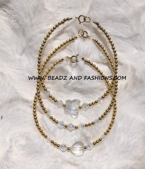 14k gold 3pc Clear stack bracelet set #14