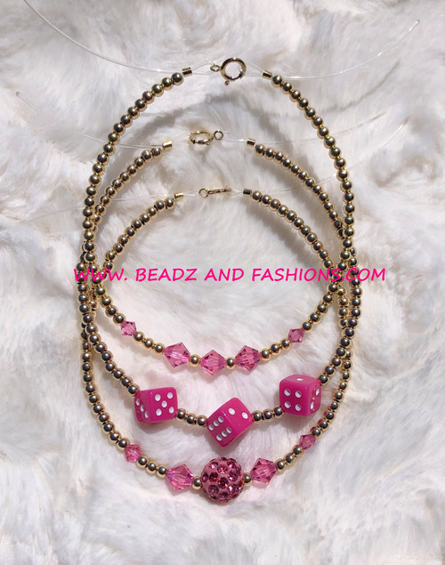 14k gold 3pc October stack bracelet set #6