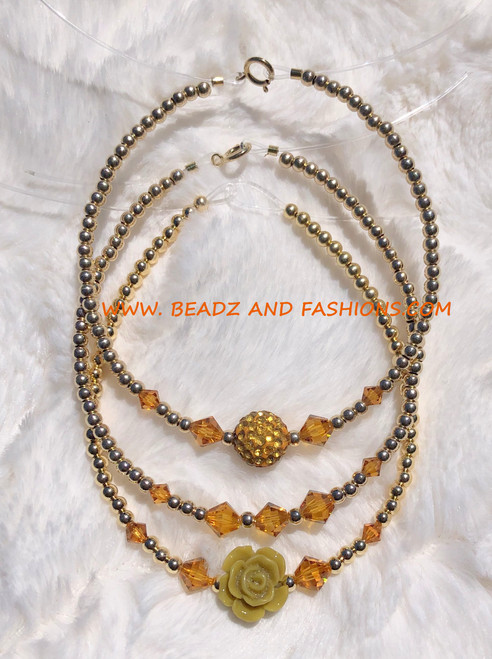 14k gold 3pc November stack bracelet set #4