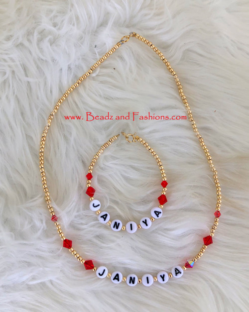 14k gold 2PC ANY COLOR Name Necklace SET #1