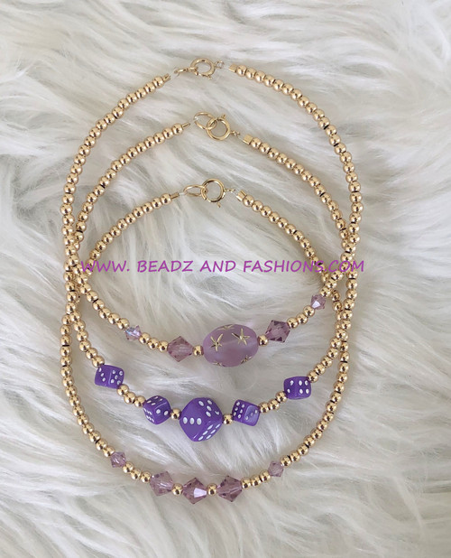 14k gold 3pc JUNE STACK bracelet set #5