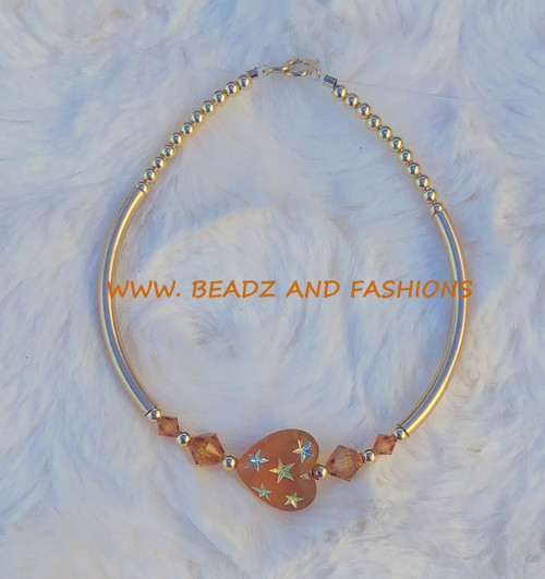 14k gold NOVEMBER heart stardust skinny bangle #1